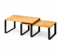 STARLEY - Set de 2 Baldas Organizadoras de Cocina de Bambú y Metal - Estanterías Apilables para Encimera (30 y 40 cm) 40 x 19.5 x 15.5 cm
