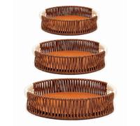 STARLEY - Set de 3 Bandejas Organizadoras de Madera con Asa Blanca - Cestas de Almacenaje Multiuso, 3 Tamaños Disponibles
