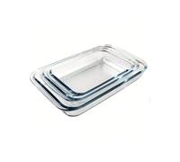 STARLEY - Set de 3 Fuentes de Cristal Borosilicato, 3 Fuentes para Horno de Gran Tamaño,Set de 3 bandejas de Vidrio rectangulares para Horno, 0.95L, 1.9L, 2.2L