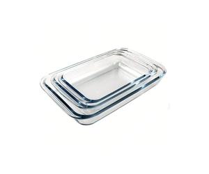 STARLEY - Set de 3 Fuentes de Cristal Borosilicato, 3 Fuentes para Horno de Gran Tamaño,Set de 3 bandejas de Vidrio rectangulares para Horno, 0.95L, 1.9L, 2.2L