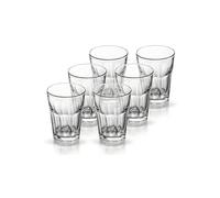 STARLEY-Set de 6 Vasos de Vidrio - 300ml/360ml, Disponible en Transparente Ideal para Bebidas, Fiesta y Hogar