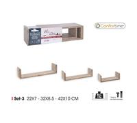 STARLEY- SET3 ESTANTE MURAL MDF 22/32/42 CONFORTIME SET3 WOOD