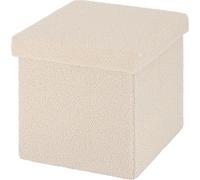 STARLEY-Taburete con espacio de almacenamiento, color beige,caja para juguetes, reposapiés plegable en tejido polar,38X38X38CM