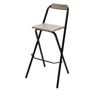 STARLEY-Taburete de bar Plegable con Respaldo,Silla Plegable de Metal y Madera,Taburete portátil para el hogar,jardín,comedor,Terraza 47,5 x50 x H. 98 cm
