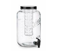 STARLEY-Tarro Dispensador de Bebidas con enfriador negra - Vidrio y cerámica 8L con Grifo Hermético y Tapa de Vidrio Cristal Transparente para Agua, Jugos y Cócteles