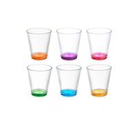 STARLEY-Vivalto Pack de 6 Vasos de Cristal con Base Coloreada, 310 ml, Aprox ø9,29x9,29cm, Ideal para Agua, Refrescos, Cerveza 310ML RAYS 9x9x9.3 cm.