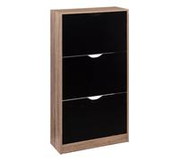 STARLEY-Zapatero 3 Cajones Negro,Zapatero de madera moderno, zapatero entrada recibidor, mueble zapatero para pasillo,60×23,3×119,5cm