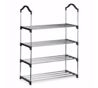 STARLEY-Zapatero 4 Estantes 76 x 26 x 58 cm Plateado Negro Metal