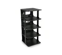 STARLEY - Zapatero apilable de 3/4/5 niveles, organizador de zapatos con estantería de almacenamiento, mueble para entrada, pasillo o dormitorio, color negro, requiere ensamblaje 5 shelves