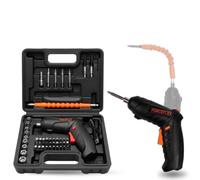 STARLYF ForceFlex - Destornillador Eléctrico Articulado de 3.6V-4.2V, Inalámbrico y Recargable (USB-C), 48 Piezas con Eje Flexible, Maletín, Luz LED Integrada, 240 RPM
