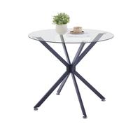 staronce Mesa de comedor redonda de cristal, patas de metal, resistente a los arañazos, estable, moderna
