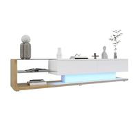 staronce Mueble bajo para televisión de 170 cm para 75 pulgadas, color blanco brillante y aspecto de madera, armario para TV con iluminación LED