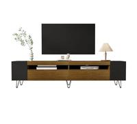 staronce Mueble bajo para TV, aspecto de madera, color negro | Mueble bajo para TV, 2 puertas, compartimentos abiertos, pasacables de 180 x 36 x 43 cm. Aparador de TV para sala de estar