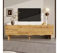 staronce Mueble bajo para TV con diseño de ondas | Mueble bajo moderno para TV, 4 puertas, gestión de cables, 155 x 36 x 47 cm. Aparador de TV efecto madera para salón