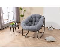 staronce Sillón mecedora de ratán con acolchado, silla grande de jardín para terraza, sillón de salón con diseño ergonómico, resistente a la intemperie, 78 x 106 x 90 cm, color gris