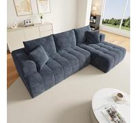 staronce Sofá cama Cloud Couch de 244 cm, chenilla, azul, modular en L | Sin estructura, sin montaje, despliegue de 72 - 96 horas, superficie de descanso 196 x 51 cm, se puede combinar libremente