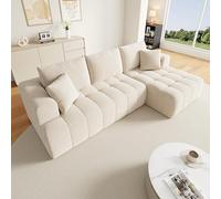 staronce Sofá cama Cloud Couch de 244 cm, chenilla, beige, modular en L | Sin estructura, sin montaje, despliegue de 72 - 96 horas, superficie de descanso 196 x 51 cm, se puede combinar libremente