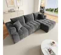 staronce Sofá cama Cloud Couch de 244 cm, chenilla, gris, modular en L | Sin estructura, sin montaje, despliegue de 72 - 96 horas, superficie de descanso 196 x 51 cm, se puede combinar libremente