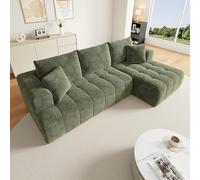 staronce Sofá cama Cloud Couch de 244 cm, chenilla, verde, modular en L | Sin estructura, sin montaje, despliegue de 72 - 96 horas, superficie de descanso 196 x 51 cm, se puede combinar libremente