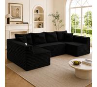staronce Sofá esquinero modular en forma de U Cord Negro Soporte para bebidas