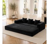 staronce Sofá modular de chenilla, 198 x 159 cm, combinable, color negro | Sofá de bloque con bolsillos laterales, parte inferior antideslizante, lavable, 300 kg, para salón, sala de juegos y oficina