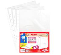 Starplast 16 Fundas de Plástico Transparentes A4 Textura Cristal, Multitaladro, Para Carpeta de 2 y 4 anillas, Estándar, documentos, archivos, Material Oficina
