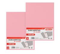 Starplast 24 Subcarpetas colores pastel, 160 gr, Tamaño A4, 32x23,5 cm, packs monocolor y surtido, archivos, escuela, hogar, oficina, adulto, instituto, cartón - ROSA