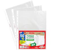 Starplast 60 Fundas de Plástico Tamaño A4 Transparentes Textura Piel Naranja, Multitaladro, Para Carpeta de 2 y 4 anillas, Estándar, documentos, archivos, Material Oficina
