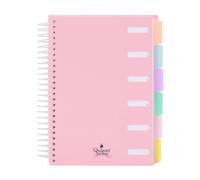 Starplast Bloc Libreta A5 Con Separadores - Cuadriculado 5x5mm, Espiral transparente, tapa plástico, 120 hojas, 4 colores - Rosa Pastel