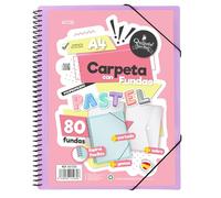 Starplast Carpeta Con Fundas Espiral Flexible - 80 fundas transparentes, A4, cierre elástico, tapa polipropileno, portada personalizable, para uso Escolar y Oficina - color Lila