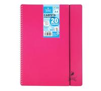 Starplast Carpeta Con Fundas Espiral Flexible - Organizadores, 20 fundas, Fundas Transparentes Lisas, A4, Tapa Plástico Resistente, Uso Escolar, Personal o de Oficina - Color Magenta.