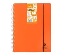 Starplast Carpeta Con Fundas Espiral Flexible - Organizadores, 60 fundas, Fundas Transparentes Lisas, A4, Tapa Plástico Resistente, Uso Escolar, Personal o de Oficina - Color Naranja.