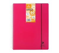Starplast Carpeta Con Fundas Espiral Flexible - Organizadores, 60 fundas, Fundas Transparentes Lisas, A4, Tapa Plástico Resistente, Uso Escolar, Personal o de Oficina - Color Magenta.