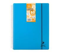 Starplast Carpeta Con Fundas Espiral Flexible - Organizadores, 60 fundas, Fundas Transparentes Lisas, A4, Tapa Plástico Resistente, Uso Escolar, Personal o de Oficina - Color Azul.