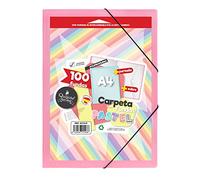 Starplast Carpetas Con Fundas - Carpetas de Plástico, Archivador, Portadocumentos, Cierre Elástico, Tamaño A4, para uso Escolar y de Oficina - 100 Fundas Rosa Pastel