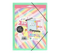 Starplast Carpetas Con Fundas - Carpetas de Plástico, Archivador, Portadocumentos, Cierre Elástico, Tamaño A4, para uso Escolar y de Oficina - 80 Fundas Verde Pastel