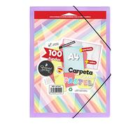 Starplast Carpetas Con Fundas - Carpetas de Plástico, Archivador, Portadocumentos, Cierre Elástico, Tamaño A4, para uso Escolar y de Oficina - 100 Fundas Lila