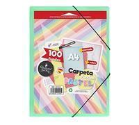 Starplast Carpetas Con Fundas - Carpetas de Plástico, Archivador, Portadocumentos, Cierre Elástico, Tamaño A4, para uso Escolar y de Oficina - 100 Fundas Verde Pastel