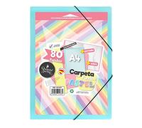 Starplast Carpetas Con Fundas - Carpetas de Plástico, Archivador, Portadocumentos, Cierre Elástico, Tamaño A4, para uso Escolar y de Oficina - 80 Fundas Azul Pastel
