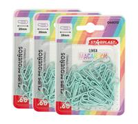 Starplast set pack clips pequeños y grandes - metálicos, color pastel, 28mm, 50 mm, accesorio, organización, escritorio hogar, oficina, escolar, azul, rosa, turquesa, ahorro, sujeción, documentos, pap