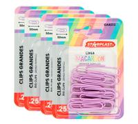 Starplast set pack clips pequeños y grandes - metálicos, color pastel, 28mm, 50 mm, accesorio, organización, escritorio hogar, oficina, escolar, azul, rosa, turquesa, ahorro, sujeción, documentos, pap