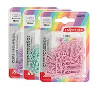 Starplast set pack clips pequeños y grandes - metálicos, color pastel, 28mm, 50 mm, accesorio, organización, escritorio hogar, oficina, escolar, azul, rosa, turquesa, ahorro, sujeción, documentos, pap