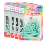 Starplast set pack clips pequeños y grandes - metálicos, color pastel, 28mm, 50 mm, accesorio, organización, escritorio hogar, oficina, escolar, azul, rosa, turquesa, ahorro, sujeción, documentos, pap