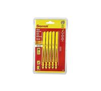 Starrett, Blíster de 5 Hojas de sierra de calar Bimetal Unique, Especial Madera, color amarillo, 125 mm - 6D - BU56-5
