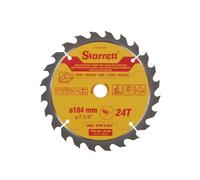Starrett Hoja de sierra circular TCT de 184 mm para madera, 24 dientes, orificio de 16/20 mm