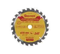 Starrett Hoja de sierra circular TCT de 235 mm para madera, 24 dientes, orificio de 16/19/25 mm