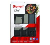Starrett Juego de cuchillos de cocina profesionales de acero inoxidable, 6 piezas, mango negro