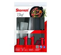 Starrett Juego de cuchillos de cocina profesionales de acero inoxidable, 6 piezas, mango rojo