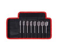 Starrett Kit de brocas planas para madera - 8 piezas KFWDK08 de acero de alta velocidad HSS 1/4 pulgadas hexagonal vástago - Herramienta de corte de agujeros para carpintería