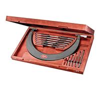 Starrett Micrómetro tubular tipo arco 724MLZ-450, yunques intercambiables, dedal liso, tuerca de bloqueo, rango de 300-450 mm, graduación de 0,01 mm, precisión de +/-0,0076 mm